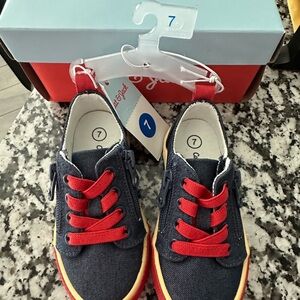 Stylish Kids Shoes in Navy Blue Denim and Red